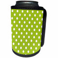 3dRose Janna Salak Designs Prints and Patterns - Green and White Polka Dot Print - Can Cooler Bottle Wrap (cc_20404)