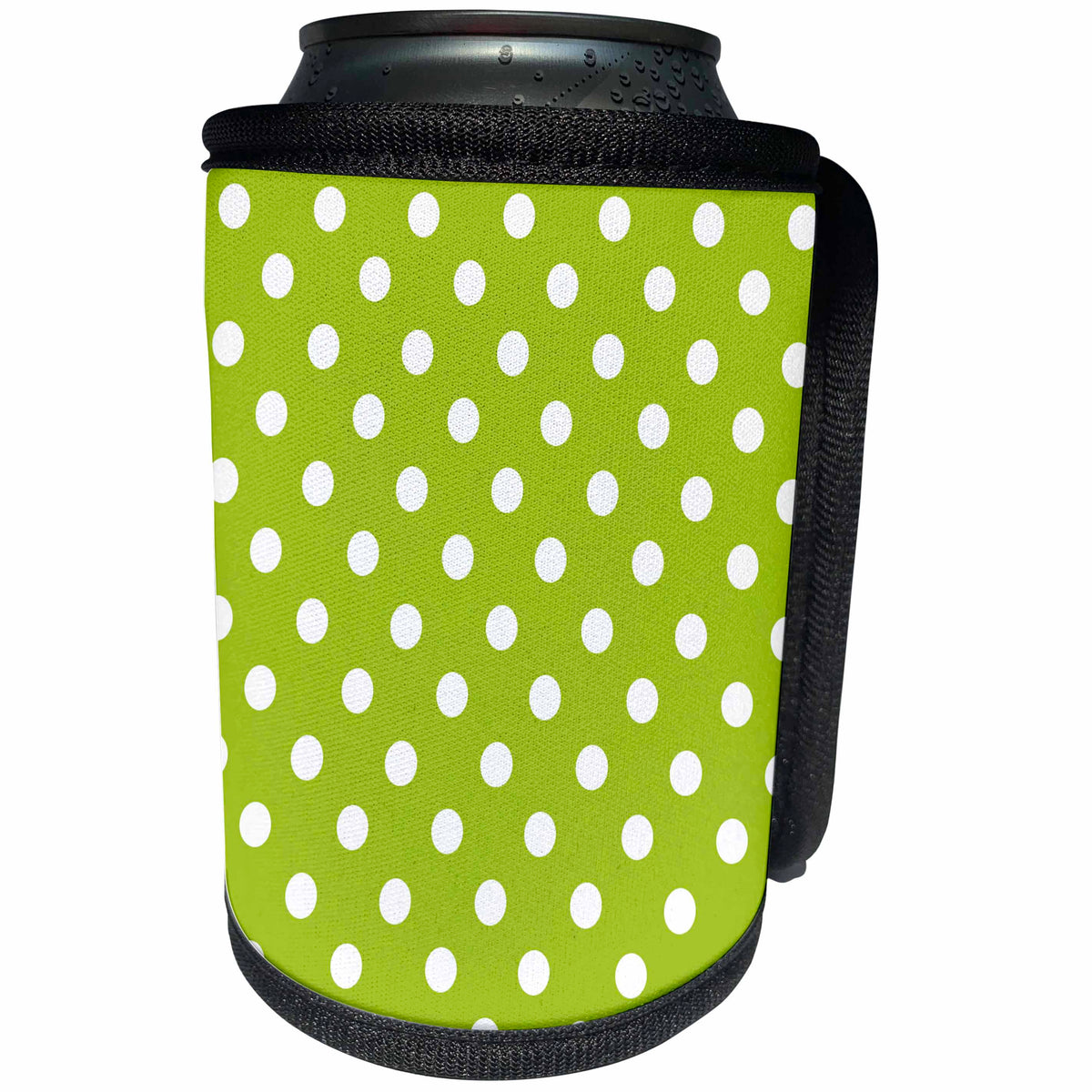 3dRose Janna Salak Designs Prints and Patterns - Green and White Polka Dot Print - Can Cooler Bottle Wrap (cc_20404)