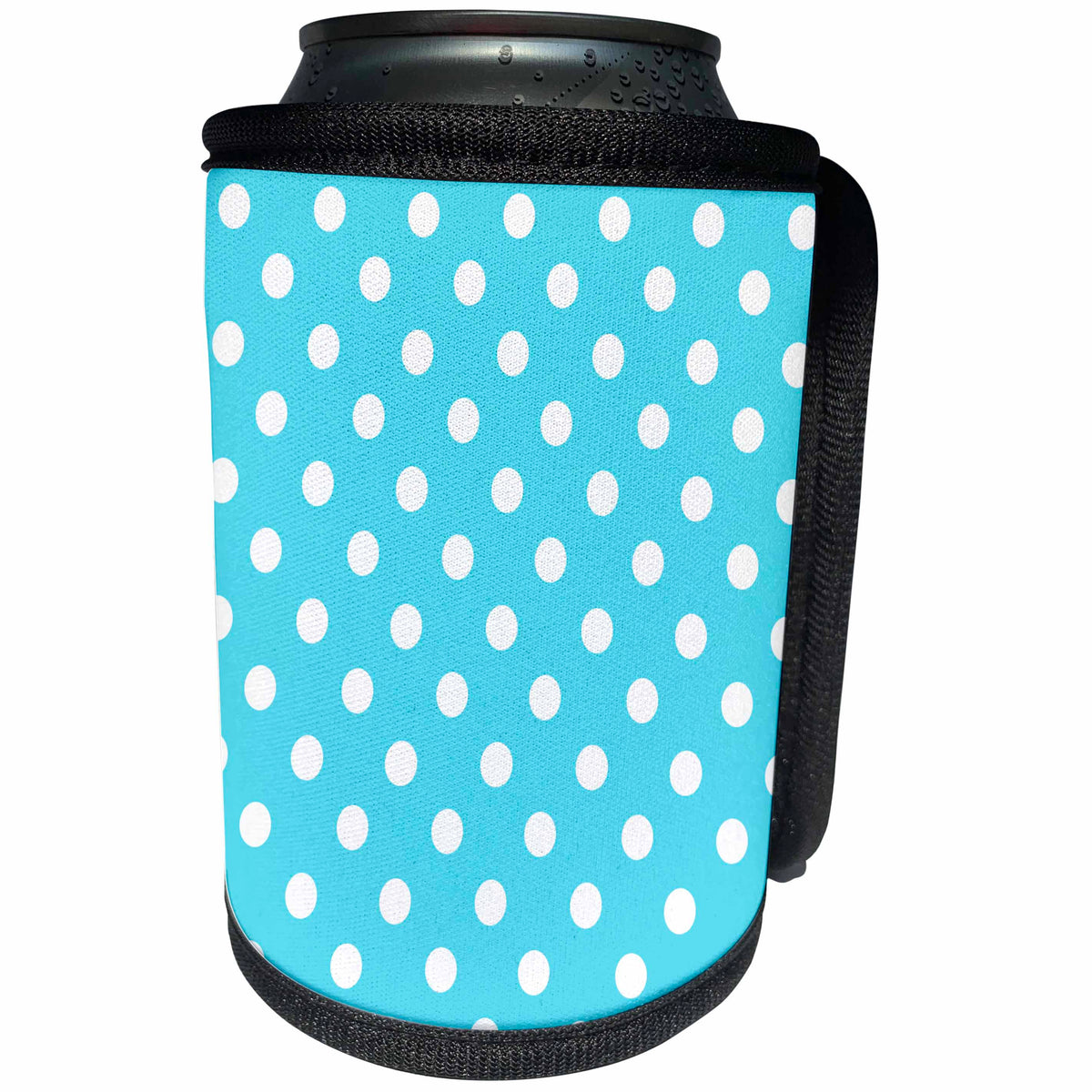 3dRose Janna Salak Designs Prints and Patterns - Blue and White Polka Dot Print - Can Cooler Bottle Wrap (cc_20405)