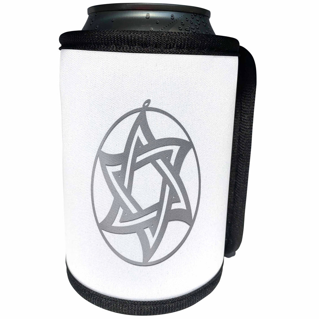 3dRose Florene - Jewish Themes - Print of Silver Contemporary Star Of David - Can Cooler Bottle Wrap (cc_204065)