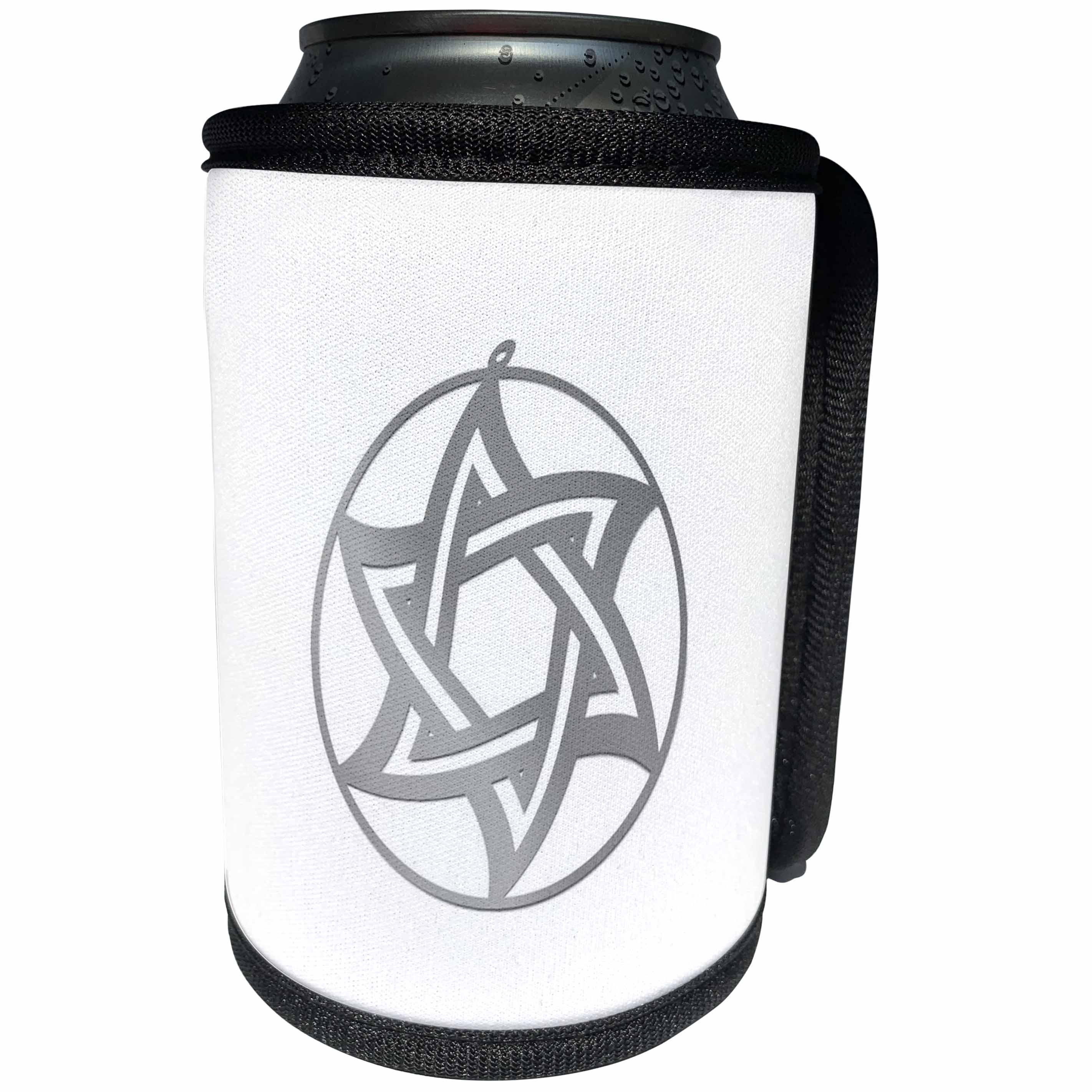3dRose Florene - Jewish Themes - Print of Silver Contemporary Star Of David - Can Cooler Bottle Wrap (cc_204065)