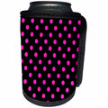 3dRose Janna Salak Designs Prints and Patterns - Black and Pink Polka Dot Print - Can Cooler Bottle Wrap (cc_20407)