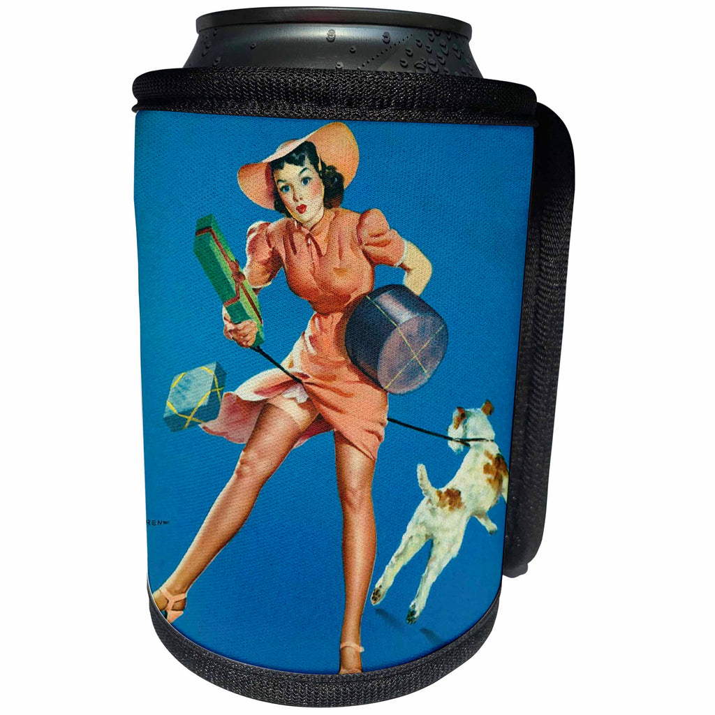 3dRose Florene - Retro Pinups - Print of Elvgren Pinup Help Wanted - Can Cooler Bottle Wrap (cc_204071)