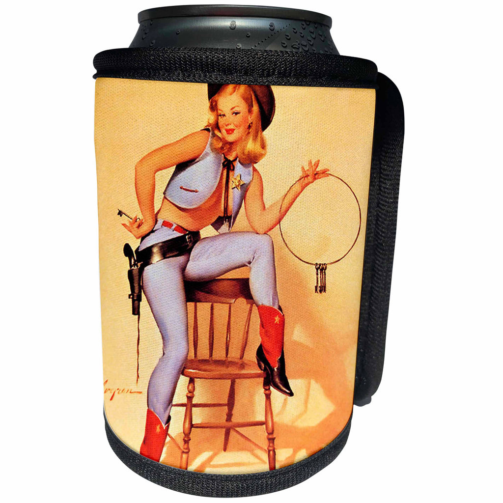 3dRose Florene - Retro Pinups - Print of Elvgren Pinup Key Situation - Can Cooler Bottle Wrap (cc_204072)