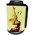 3dRose Florene - Retro Pinups - Print of Elvgren Pinup Loving That Music With Old Radio - Can Cooler Bottle Wrap (cc_204073)