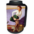3dRose Florene - Retro Pinups - Print of Elvgren Pinup Teacher Jumps From Frog - Can Cooler Bottle Wrap (cc_204078)