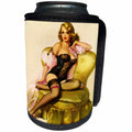 3dRose Florene - Retro Pinups - Print of Elvgren Pinup Waiting for You In Lingerie - Can Cooler Bottle Wrap (cc_204079)