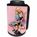 3dRose Florene - Retro Pinups - Print of Elvgren Pinup Playing With Kitten - Can Cooler Bottle Wrap (cc_204080)