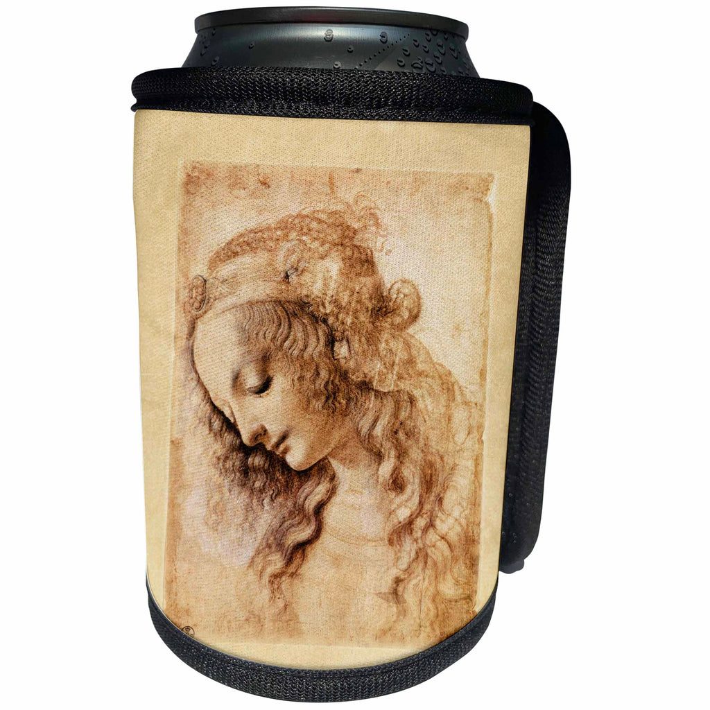 3dRose Florene - Famous Art - Print of Leonardo Da Vinci Woman Portrait - Can Cooler Bottle Wrap (cc_204091)