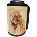 3dRose Florene - Famous Art - Print of Leonardo Da Vinci Woman Portrait - Can Cooler Bottle Wrap (cc_204091)