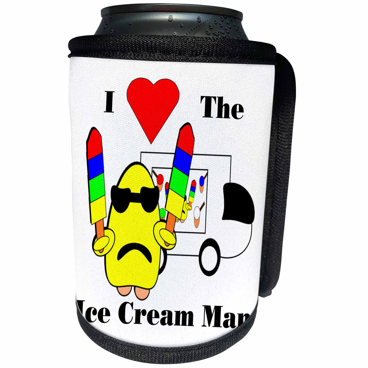 3dRose Florene - Humor - Print of Retro Ice Cream Truck With Fun Saying - Can Cooler Bottle Wrap (cc_204092)