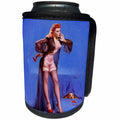 3dRose Florene - Retro Pinups - Print of Elvgren Pinup With Dog Hiding - Can Cooler Bottle Wrap (cc_204097)