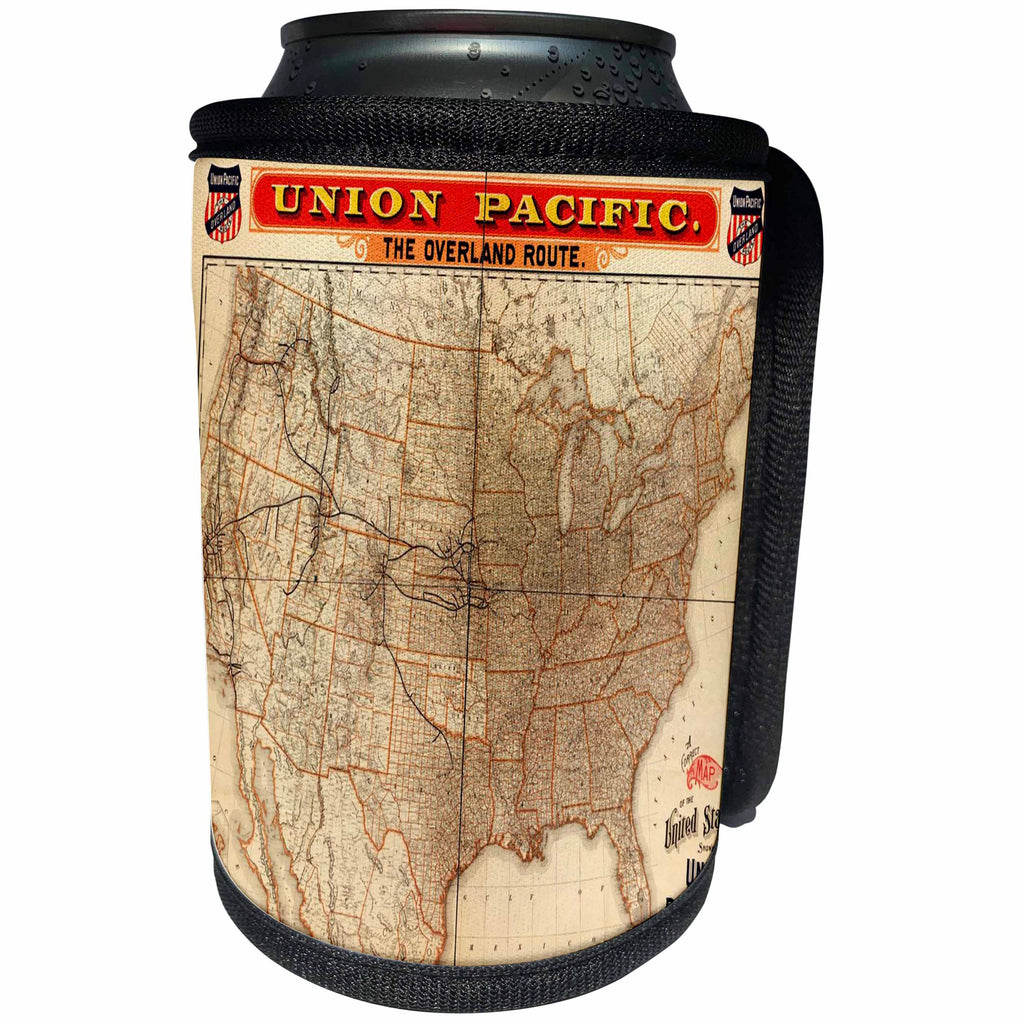3dRose Florene - Vintage Maps - Print of Railroad Map From 1892 - Can Cooler Bottle Wrap (cc_204100)