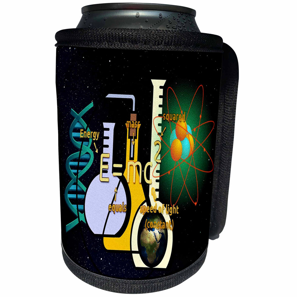 3dRose Florene - Numbers Symbols And Sayings - Print of Science Setup with Flask And Equations - Can Cooler Bottle Wrap (cc_204103)