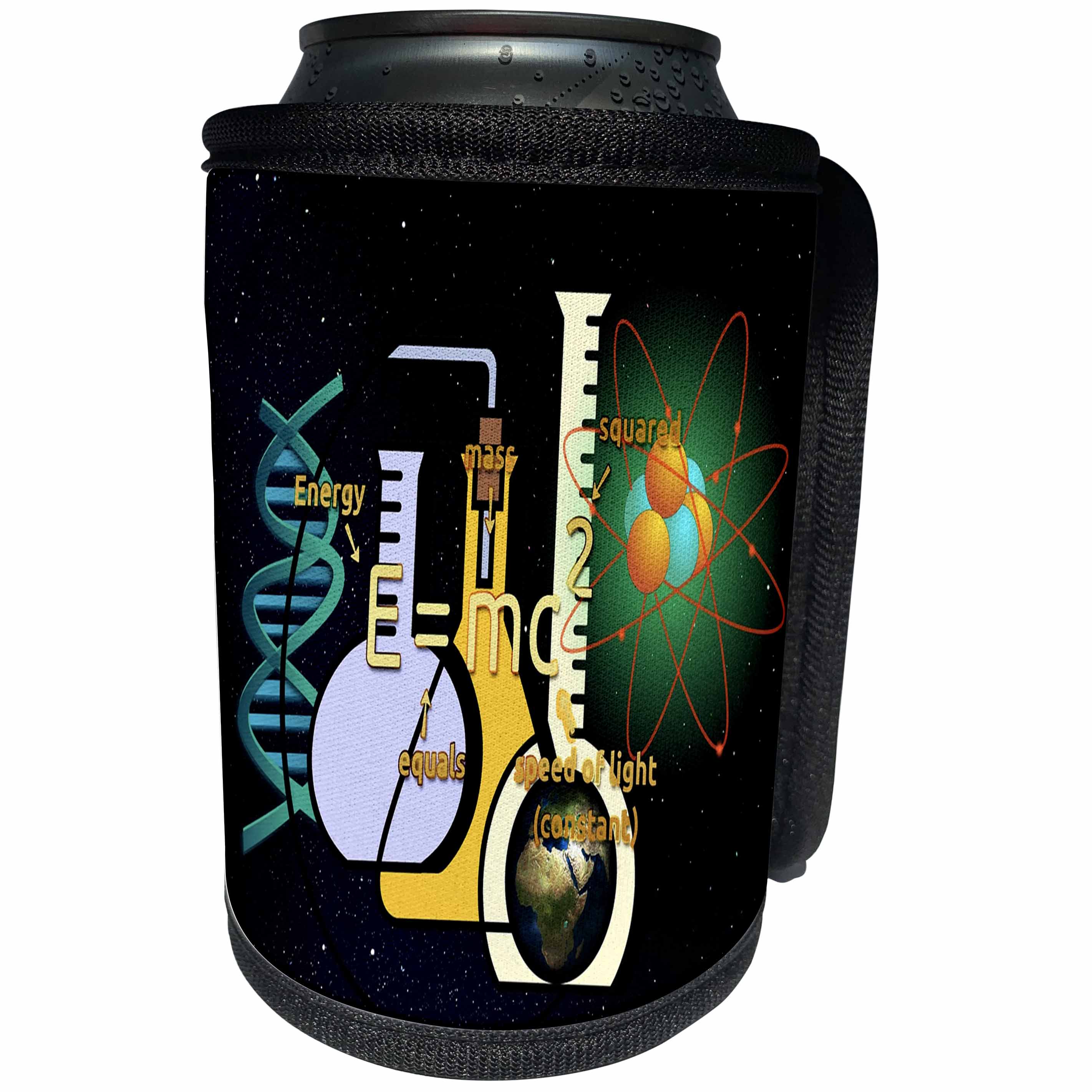 3dRose Florene - Numbers Symbols And Sayings - Print of Science Setup with Flask And Equations - Can Cooler Bottle Wrap (cc_204103)