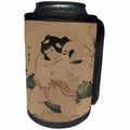 3dRose Florene - Asian Art II - Print of Woodcut Painting Of Sumo Wrestlers - Can Cooler Bottle Wrap (cc_204107)