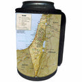 3dRose Florene - Jewish Themes - Print of Textured Look Topographic Israeli Map - Can Cooler Bottle Wrap (cc_204108)