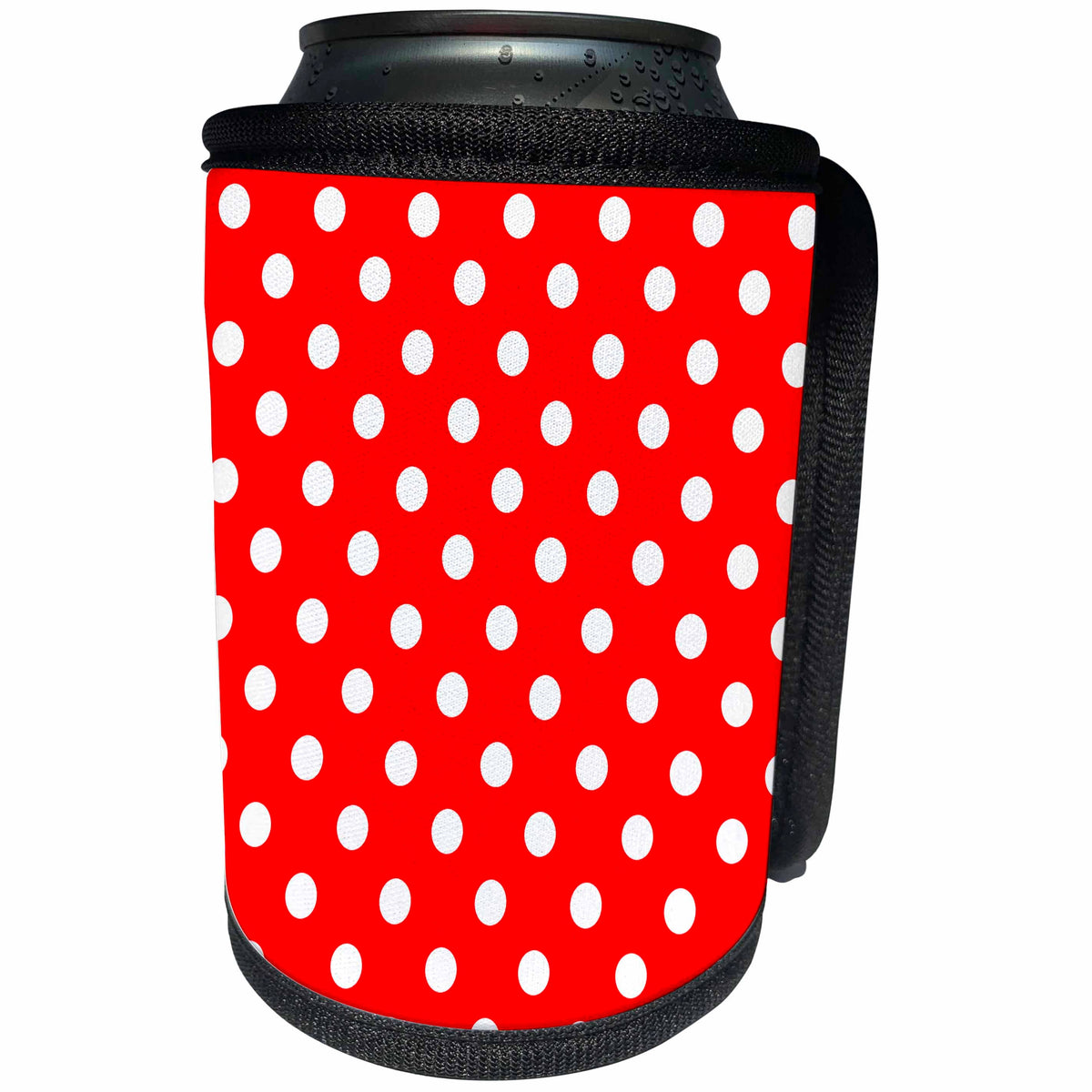 3dRose Janna Salak Designs Prints and Patterns - Red and White Polka Dot Print - Can Cooler Bottle Wrap (cc_20411)