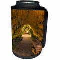 3dRose Danita Delimont - Tunnels - USA, Whidbey Island, Langley. Golden chain tree on a metal frame. - Can Cooler Bottle Wrap (cc_205831)