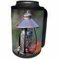 3dRose Danita Delimont - Birds - Carolina Chickadee Northern Cardinal male on copper lantern feeder, IL - Can Cooler Bottle Wrap (cc_206239)