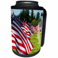3dRose Danita Delimont - Flags - USA, Washington, Aberdeen. A display of 400 American flags in a field. - Can Cooler Bottle Wrap (cc_206240)