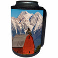 3dRose Danita Delimont - Barns - Red barn sits below McDonald Peak in the Mission Valley, Montana, USA. - Can Cooler Bottle Wrap (cc_206246)