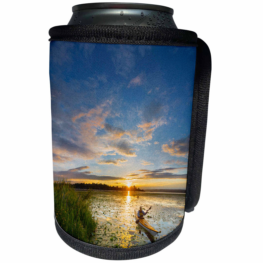 3dRose Danita Delimont - Sports - USA, Washington, kayaker paddling sea kayak on Union Bay, MR. - Can Cooler Bottle Wrap (cc_206282)