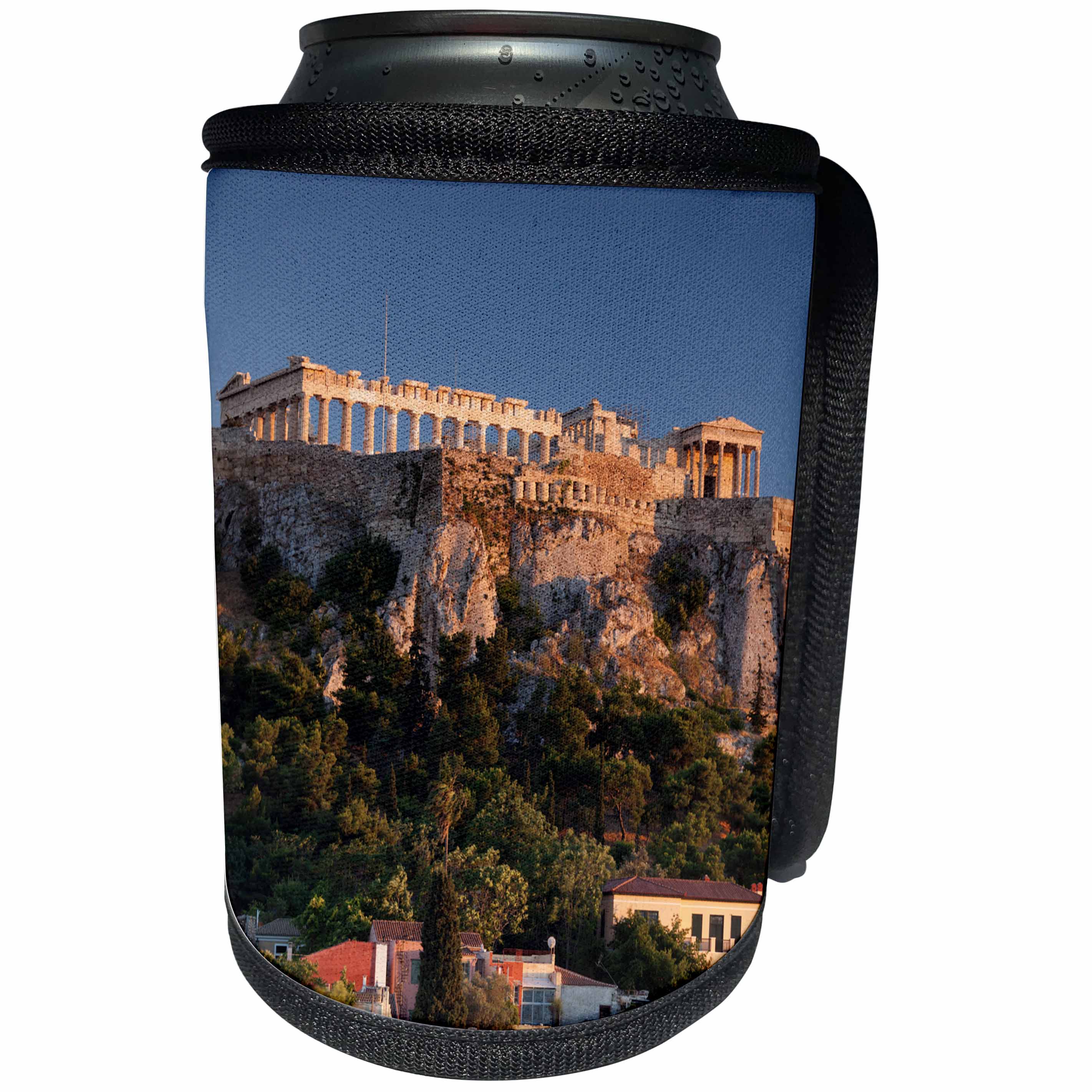 3dRose Danita Delimont - Greece - Central Greece, Athens, Acropolis, elevated view, sunset - Can Cooler Bottle Wrap (cc_206284)