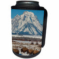 3dRose Danita Delimont - Animals - USA, Wyoming, Grand Teton National Park. Bison and winter landscape. - Can Cooler Bottle Wrap (cc_206298)