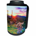 3dRose Danita Delimont - Deserts - USA, Arizona, Wildflowers and cacti at sunset in Organ Pipe Cactus NP. - Can Cooler Bottle Wrap (cc_206299)
