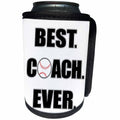 3dRose Janna Salak Designs Sports - Baseball Best Coach Ever - Can Cooler Bottle Wrap (cc_210628)