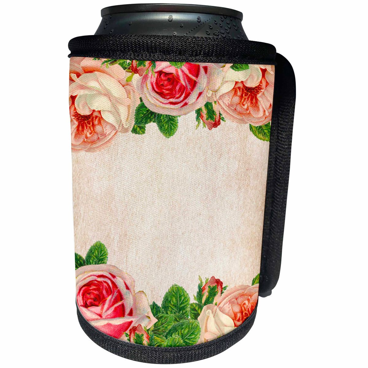 3dRose Janna Salak Designs Vintage - Vintage Roses Floral - Can Cooler Bottle Wrap (cc_210630)