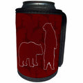 3dRose Doreen Erhardt Wildlife - Two Bears and Leaping Deer in Deep Red Hues Cabin Theme - Can Cooler Bottle Wrap (cc_210633)