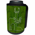 3dRose Doreen Erhardt Wildlife - Two Deer in the Wild in Green Outdoor Cabin Theme - Can Cooler Bottle Wrap (cc_210636)