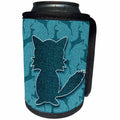 3dRose Doreen Erhardt Wildlife - Fox with Leaping Deer in the Wild in Teal Outdoor Cabin Theme - Can Cooler Bottle Wrap (cc_210639)