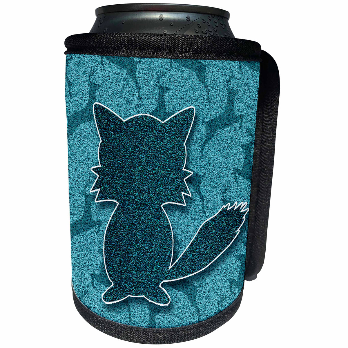 3dRose Doreen Erhardt Wildlife - Fox with Leaping Deer in the Wild in Teal Outdoor Cabin Theme - Can Cooler Bottle Wrap (cc_210639)