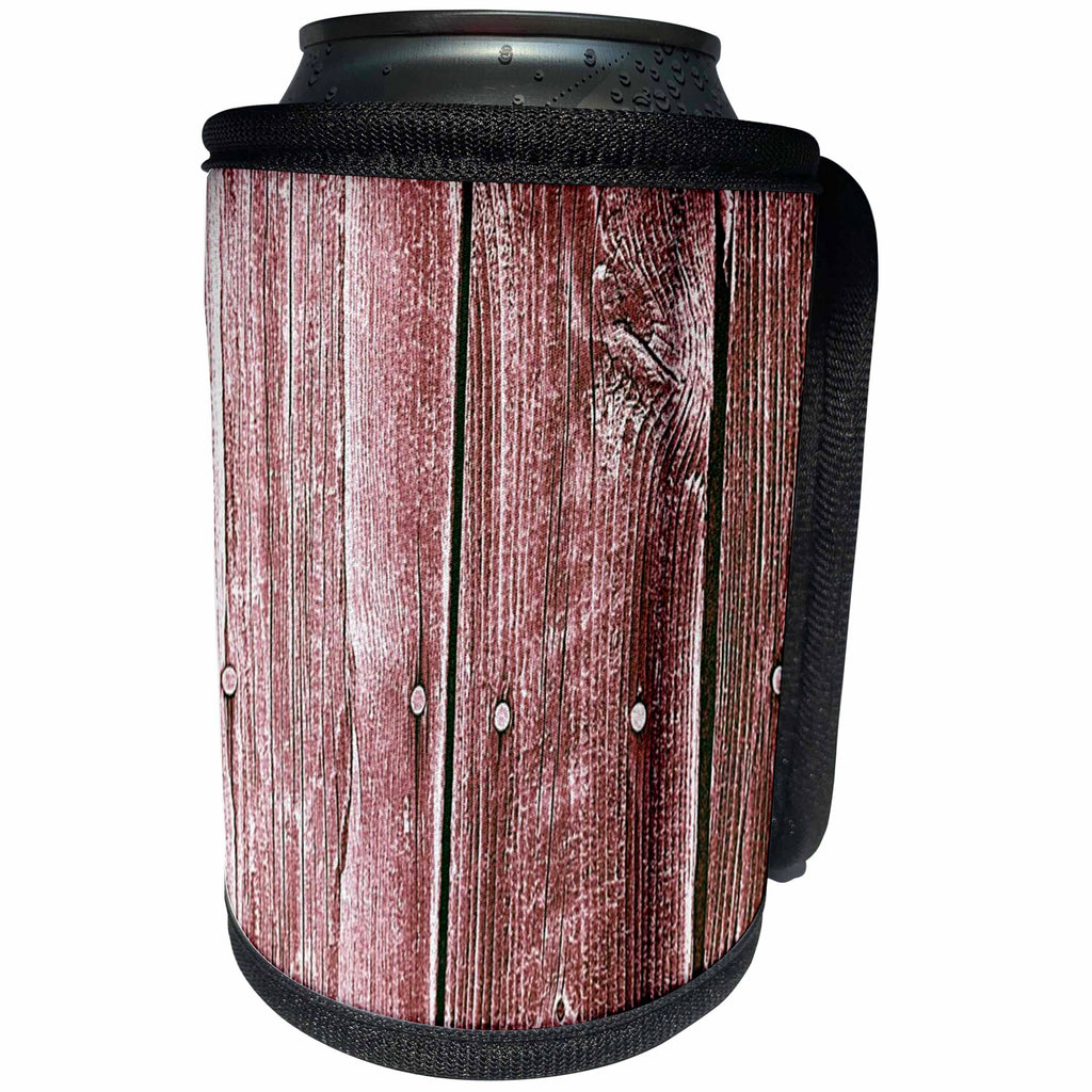 3dRose Florene - Designer Textures III - Print of Vintage Red Country Barn Side - Can Cooler Bottle Wrap (cc_212611)