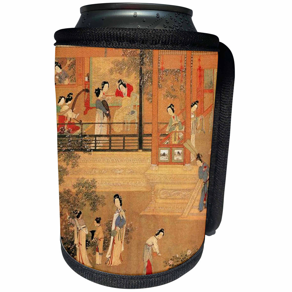 3dRose Florene - Chinese Vintage Art - Print of Chinese Ladies In Palace In Ming Dynasty - Can Cooler Bottle Wrap (cc_212617)