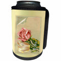 3dRose Florene - Vintage II - Print of Shabby Chic Roses In Pink And white - Can Cooler Bottle Wrap (cc_212624)
