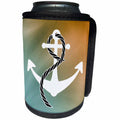 3dRose Florene - Nautical Décor - Print of White Anchor With Rope On Aqua And Amber - Can Cooler Bottle Wrap (cc_212626)