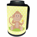 3dRose Florene - Childrens Art IV - Print of Baby Monkey With Banana On Yellow - Can Cooler Bottle Wrap (cc_212630)