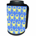 3dRose Florene - Décor III - Print of Yellow Crab Repeat On Blue - Can Cooler Bottle Wrap (cc_212632)