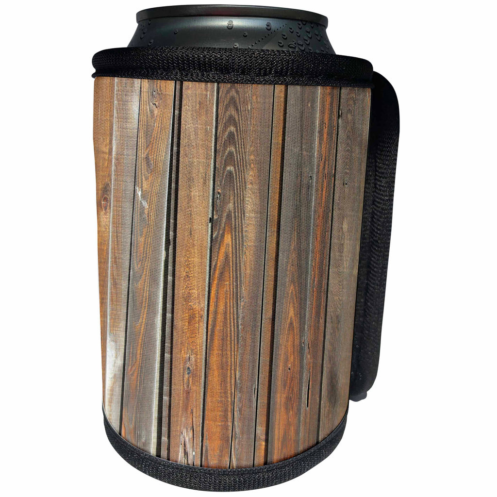3dRose Florene - Textures III - Print of Aged Oak Wood Fence - Can Cooler Bottle Wrap (cc_212644)