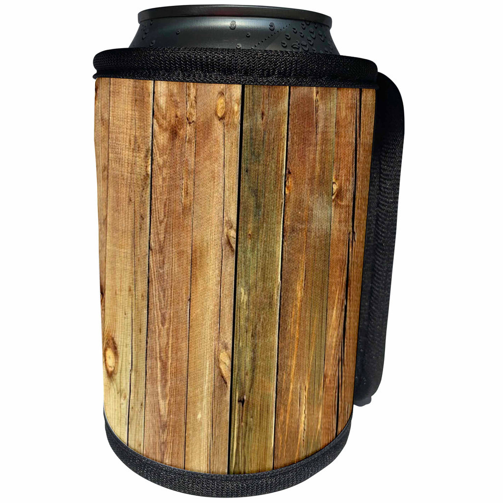 3dRose Florene - Textures III - Print of Light Wood Fence - Can Cooler Bottle Wrap (cc_212645)