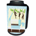 3dRose Florene - Childrens Art IV - Print of Crib And Jungle animals On Blue Dots - Can Cooler Bottle Wrap (cc_212660)