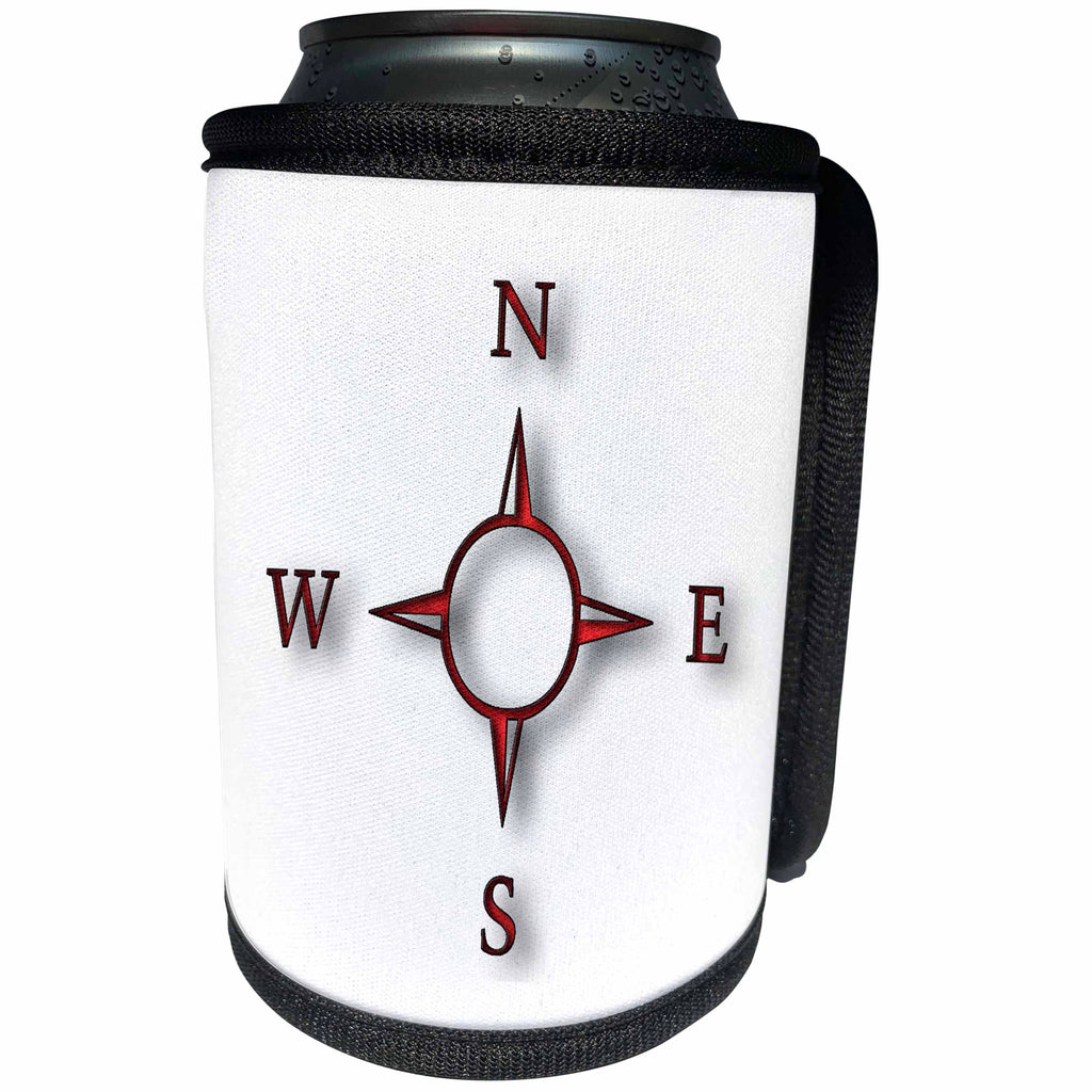 3dRose Florene - Nautical Décor - Print of Clear Red Compass On White - Can Cooler Bottle Wrap (cc_212667)