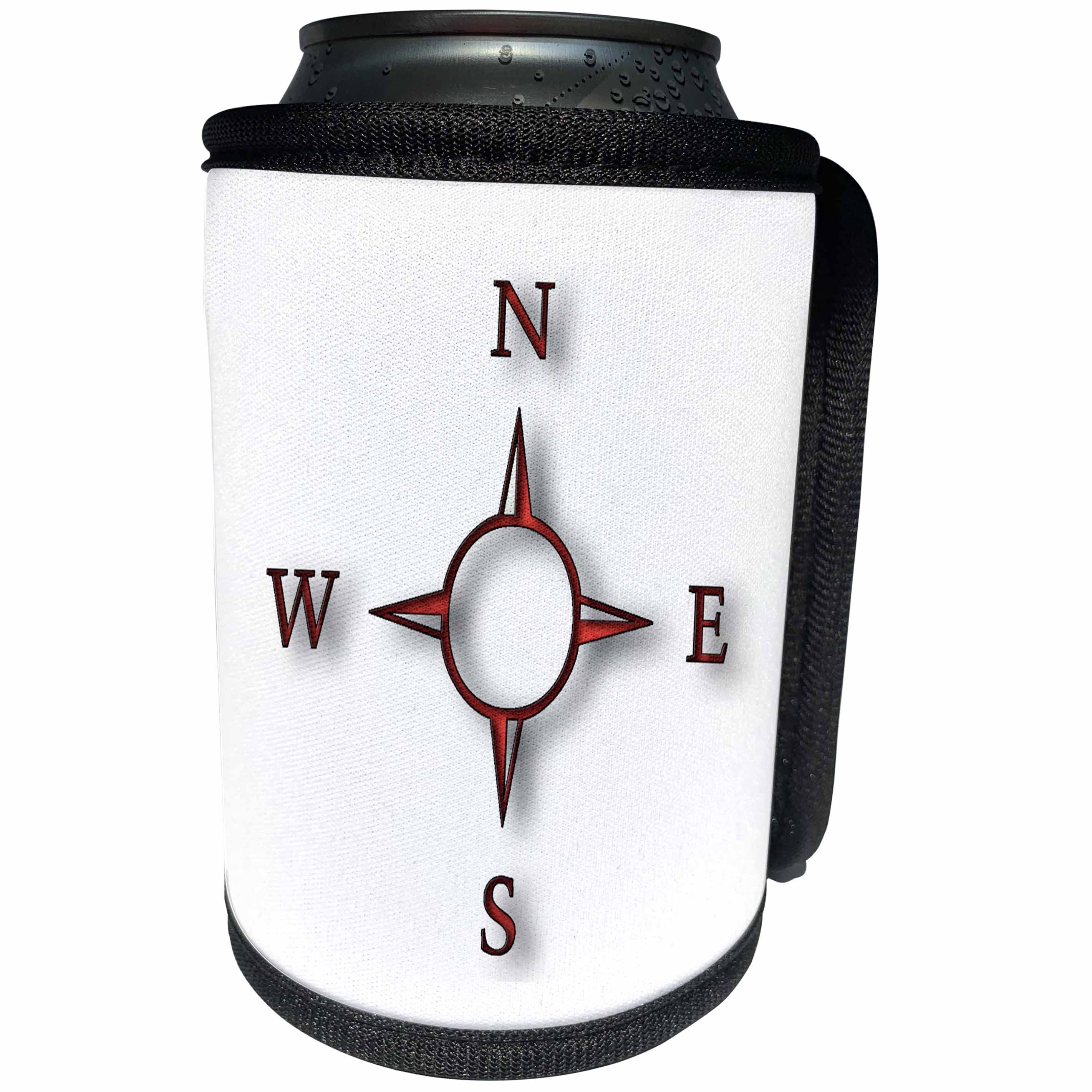3dRose Florene - Nautical Décor - Print of Clear Red Compass On White - Can Cooler Bottle Wrap (cc_212667)