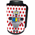3dRose Florene - Childrens Art IV - Print of Robot On Red Dots - Can Cooler Bottle Wrap (cc_212668)