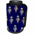 3dRose Florene - Décor III - Print of Gray Blue Robot Toss Pattern - Can Cooler Bottle Wrap (cc_212669)
