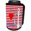 3dRose Florene - Nautical Décor - Print of I Love boating On Red Stripes With Anchor - Can Cooler Bottle Wrap (cc_212672)